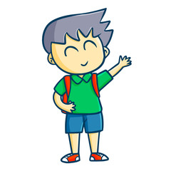 Funny and cute boy waving his hand - vector.