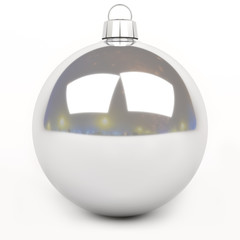 White christmas bauble 3D rendering