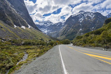 Landscape of road in the valley New Zealand