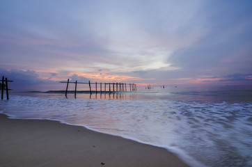 sunset beach and life on fisherman village