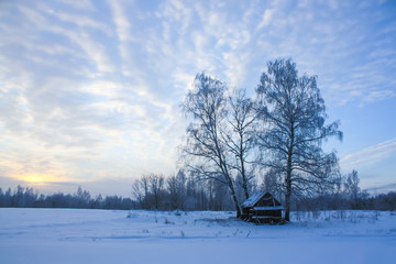 Winter landscape in a countryside.