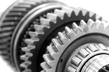 Gear wheel parts new car removed close-up