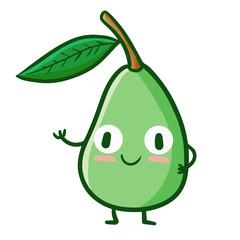 Funny and cute pear smiling happily - vector.