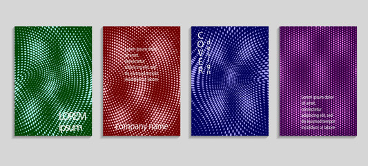 Minimal abstract vector halftone covers design. Future geometric template. Vector templates for placards, banners, flyers, presentations and reports
