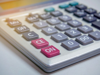 close up calculator on office table