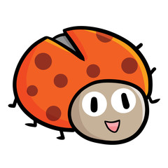 Funny and cute ladybug crawling and smiling - vector.