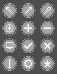 Round vector gray icons for interface. Icons for the site.
