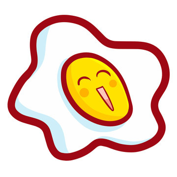 Cute and funny smiling fried egg ready for breakfast - vector.