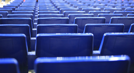 Blue seats in a spanish stadium