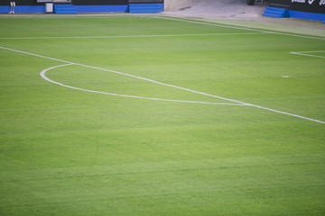 White lines  in a soccer stadium