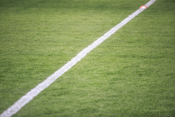 Fototapeta na wymiar White lines in a soccer stadium