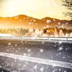 winter road background space 