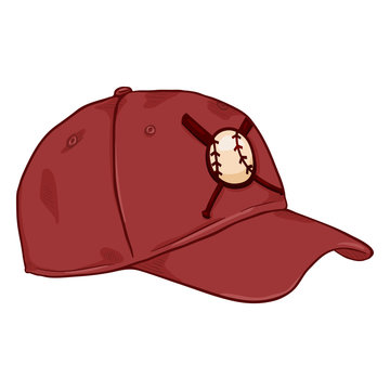 Vector Cartoon Classic Blank Baseball Cap. Side View.