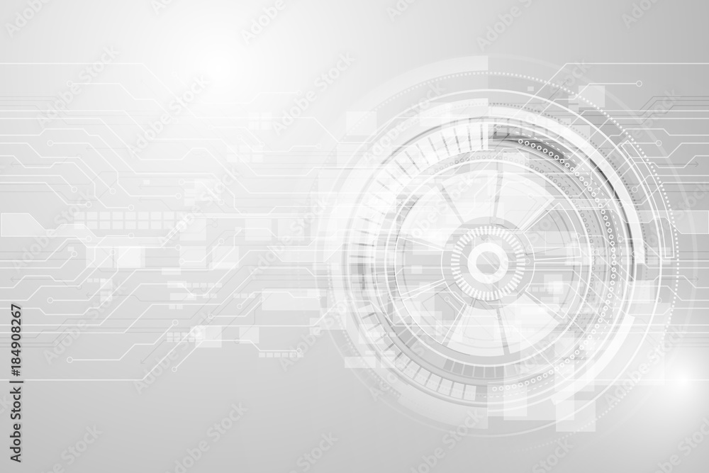 Poster grey geometric technology background with gear shape. vector abstract graphic design