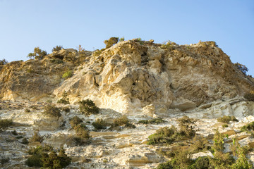 Yellow cliff surrounded by natural surroundings in Cyprus