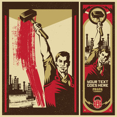 Poster Revolution. Propaganda Background Style.