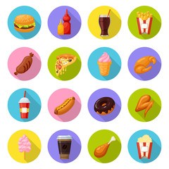 Fast food icon set