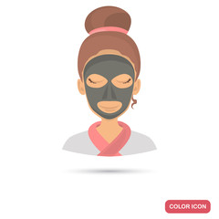Black clay mask on girl face color flat icon for web and mobile design
