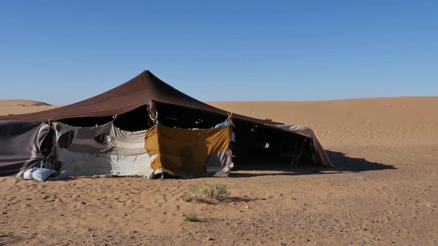Bedouins nomadic tent in the Sahara in Morocco &ndash; 4K