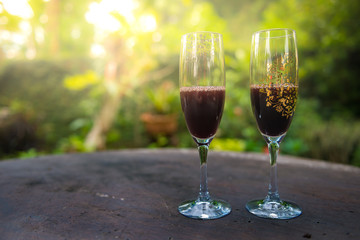 Wine glasses on the table