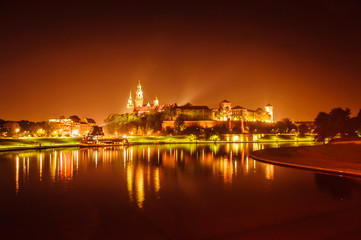 Fototapeta premium Night city near beautiful river