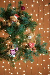 Christmas tree on a background of garlands.