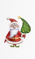 Little Santa with a christmas tree.