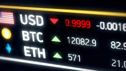 Bitcoin going up compared to US dollar, cryptocurrency prices rising on market