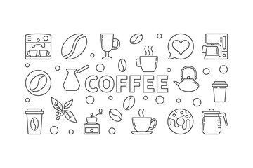 Coffee vector horizontal illustration. Vector concept banner