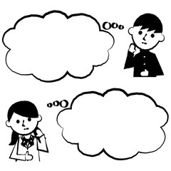 学生　フキダシ　男子　女子　考える