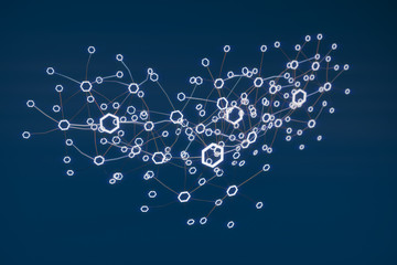 Blockchain network concept. 3d illustration