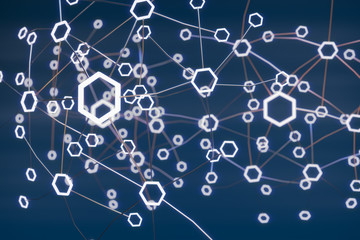 Blockchain network concept. 3d illustration