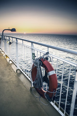 Safety rescue wheel on a boat