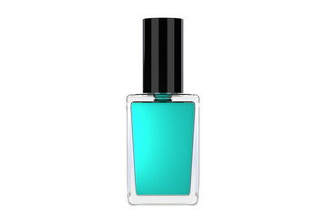 turquoise nail polish bottle on white background. 3d illustration