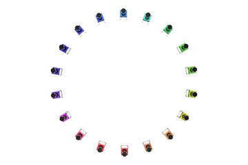 Naklejka premium Group of bright nail polishes isolated on white. 3d illustration