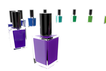 purple nail polish bottle on white background. 3d illustration