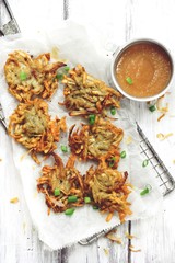 Potato Latkes - Hanukkah Pancakes served with apple sauce, selective focus