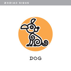 Dog - vector icon. Logo, zodiac sign, symbol of Chinese astrological calendar.