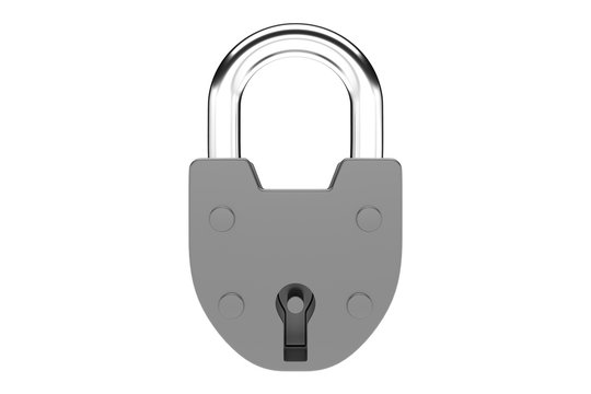 Stainless padlock isolated on the white background.
