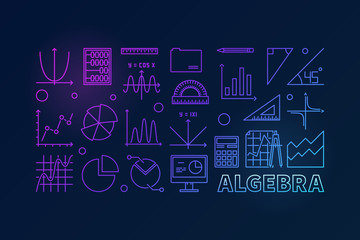 Algebra vector colorful outline illustration