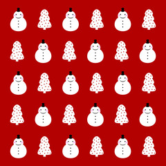 cute snowman and christmas tree wallpaper
