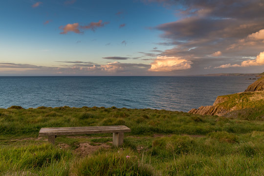 Evening light and clouds between Mwnt and Aberporth, Ceredigion, Dyfed, Wales, UK