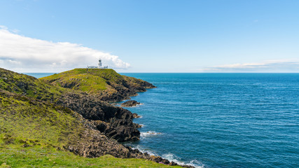 Strumble Head Lighthouse near Goodwick, Pembrokeshire, Dyfed, Wales, UK