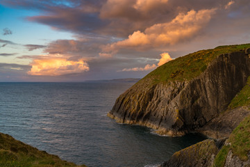 Evening light and clouds between Mwnt and Aberporth, Ceredigion, Dyfed, Wales, UK