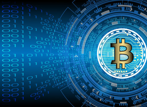 bitcoin and blockchain digital technology, virtual currency blockchain technology concept