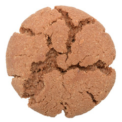 Appetizing chocolate chip cookies close-up top view isolated