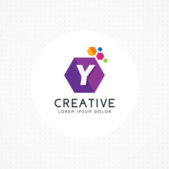 Creative hexagonal letter Y logo, Letter Y logo design vector with hexagon, vector logo template