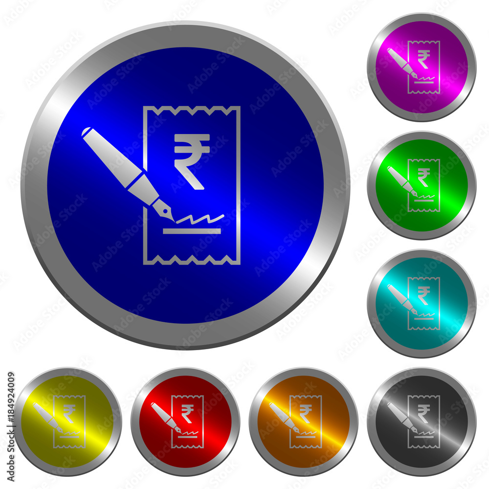 Poster signing rupee cheque luminous coin-like round color buttons