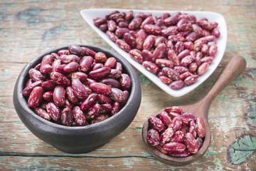 red bean beans in bowl on wood