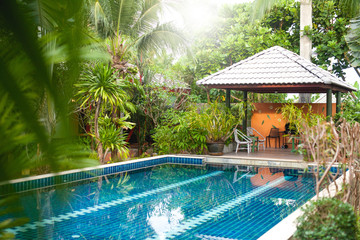 pool villa in the house garden 